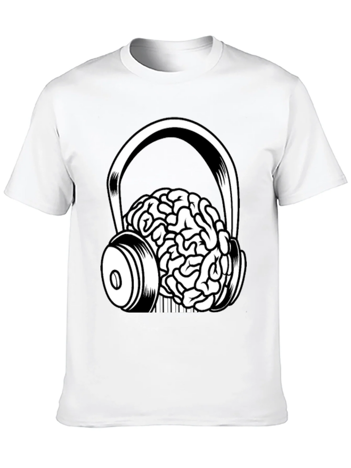 Brain in Headphones Graphic Tee - Black Cotton T-Shirt product image 9