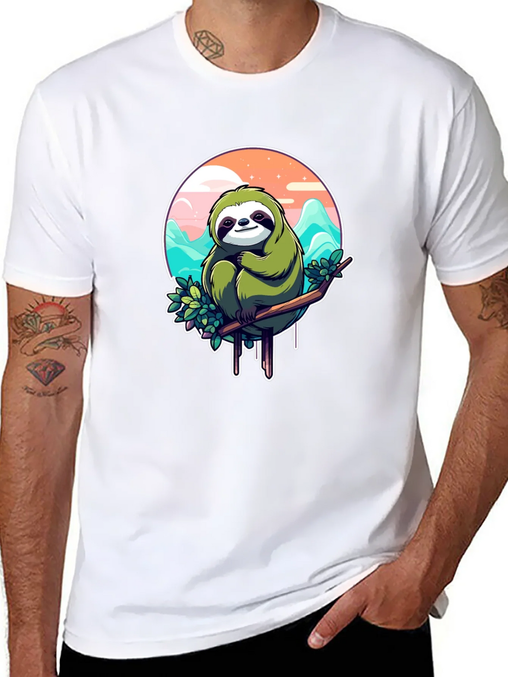 Sloth Graphic Tee - Relaxed Fit Black T-Shirt product image 7