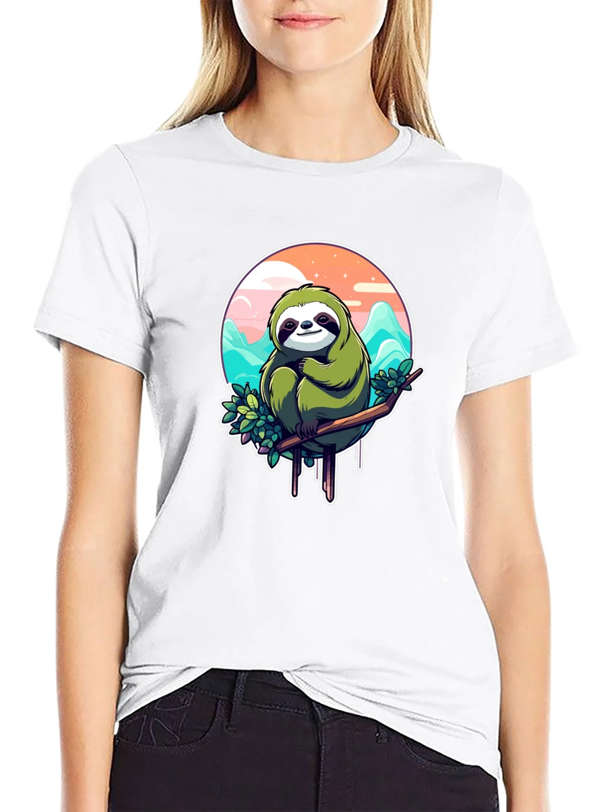 Sloth Graphic Tee - Relaxed Fit Black T-Shirt product image 8