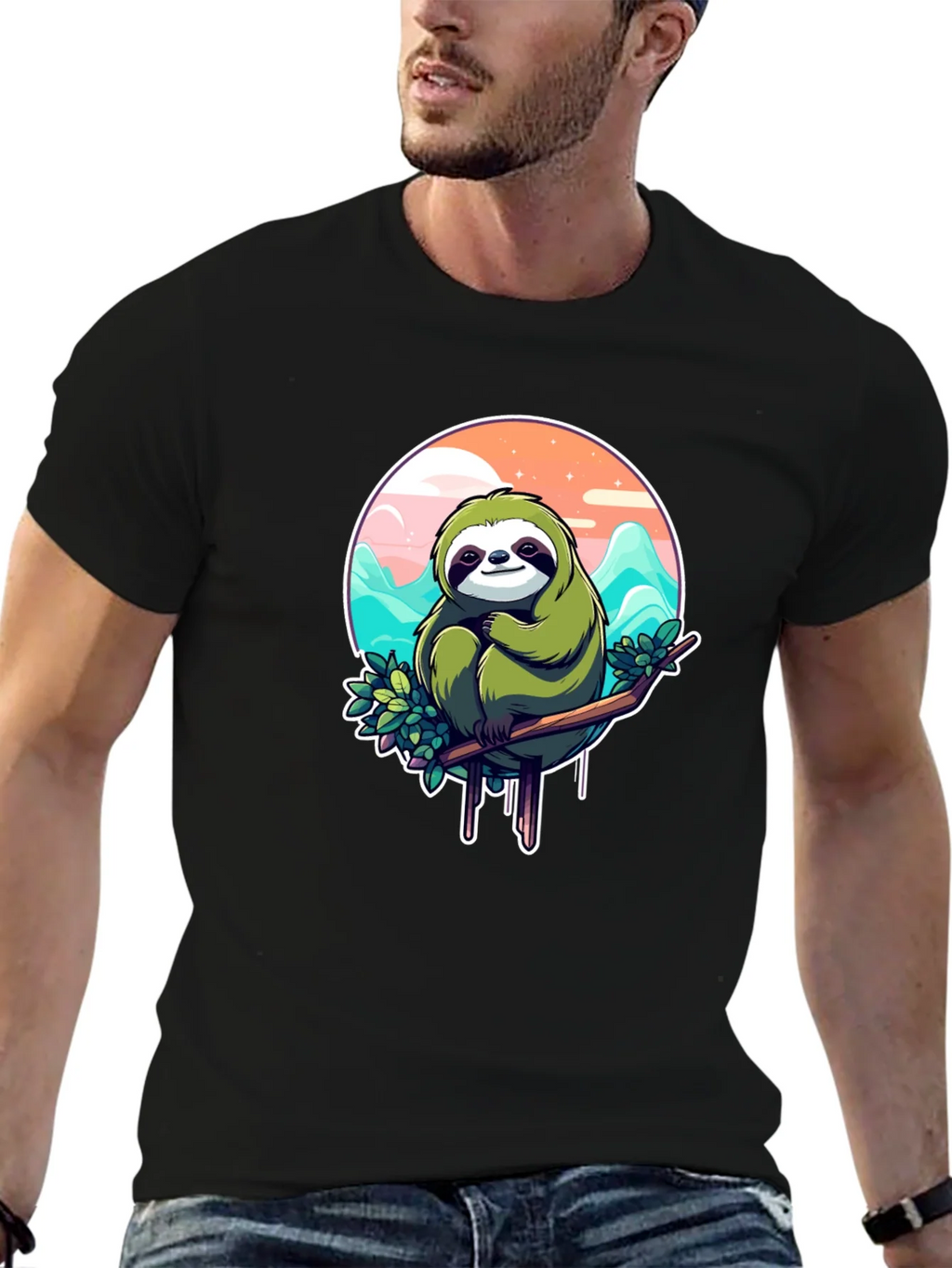 Sloth Graphic Tee - Relaxed Fit Black T-Shirt product image 6