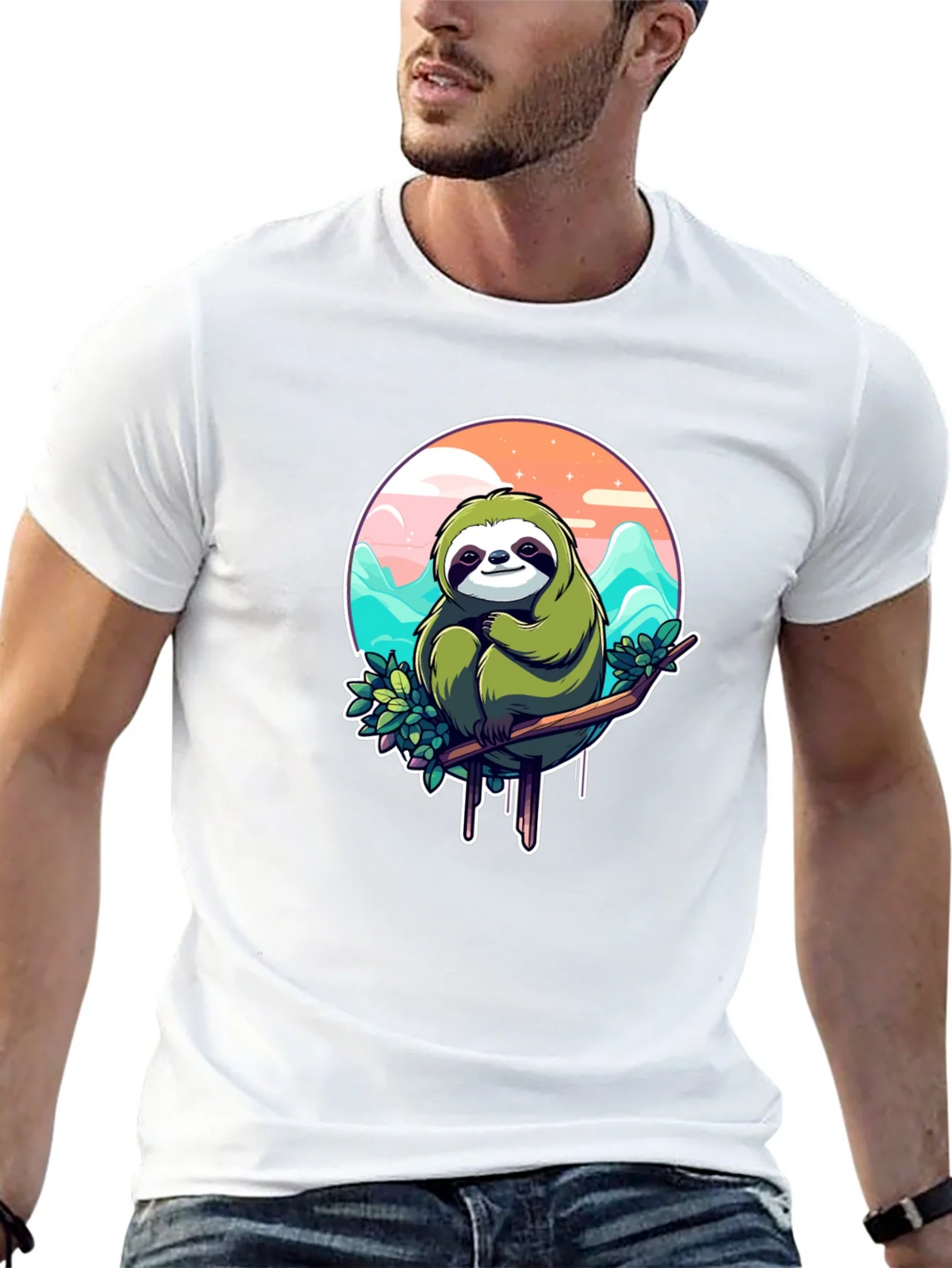 Sloth Graphic Tee - Relaxed Fit Black T-Shirt product image 12