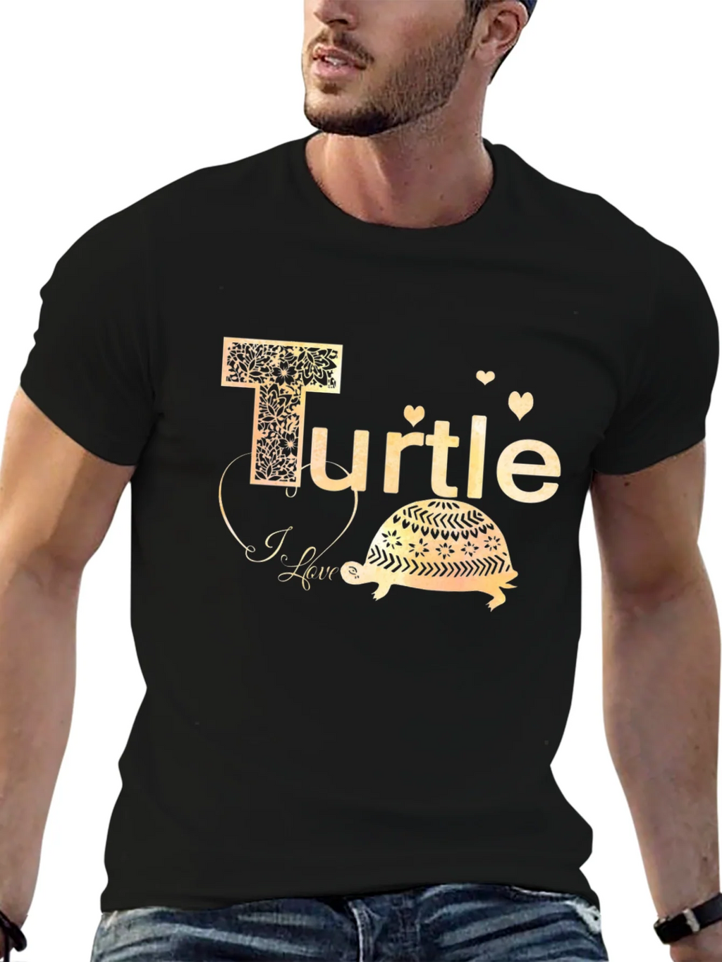 I Love Turtle Black T-Shirt product image 6