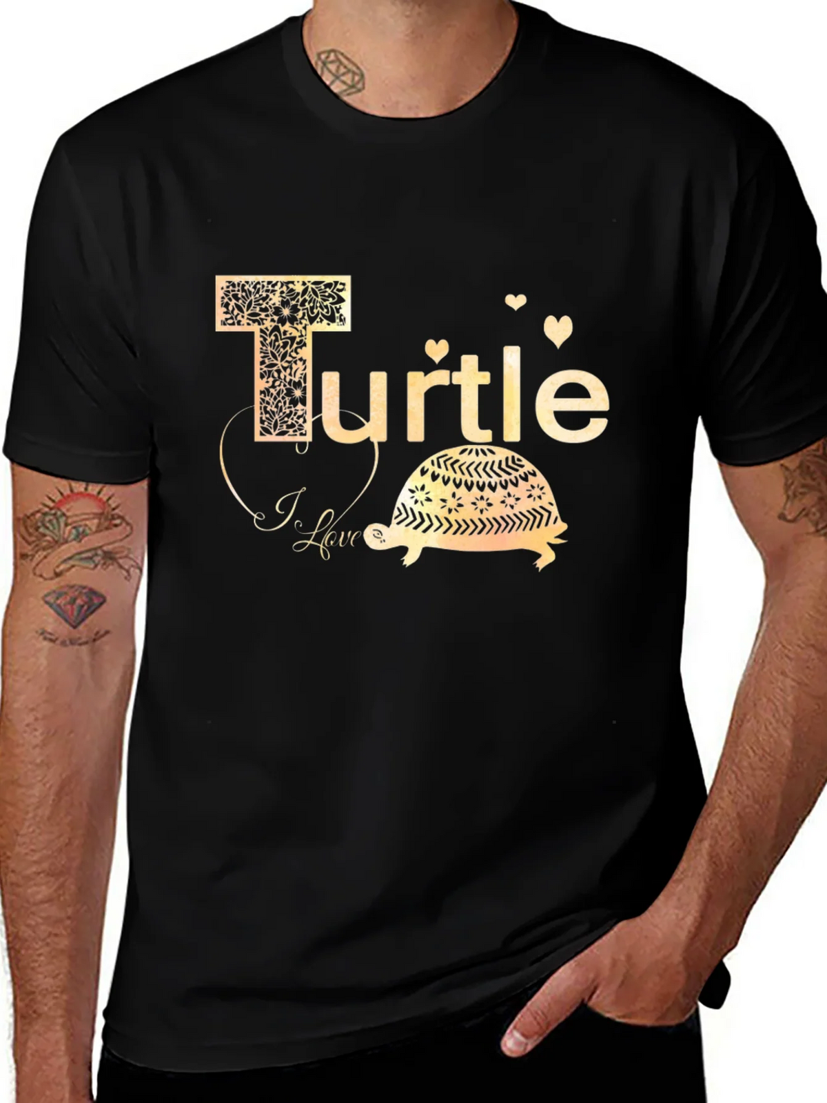 I Love Turtle Black T-Shirt product image 1