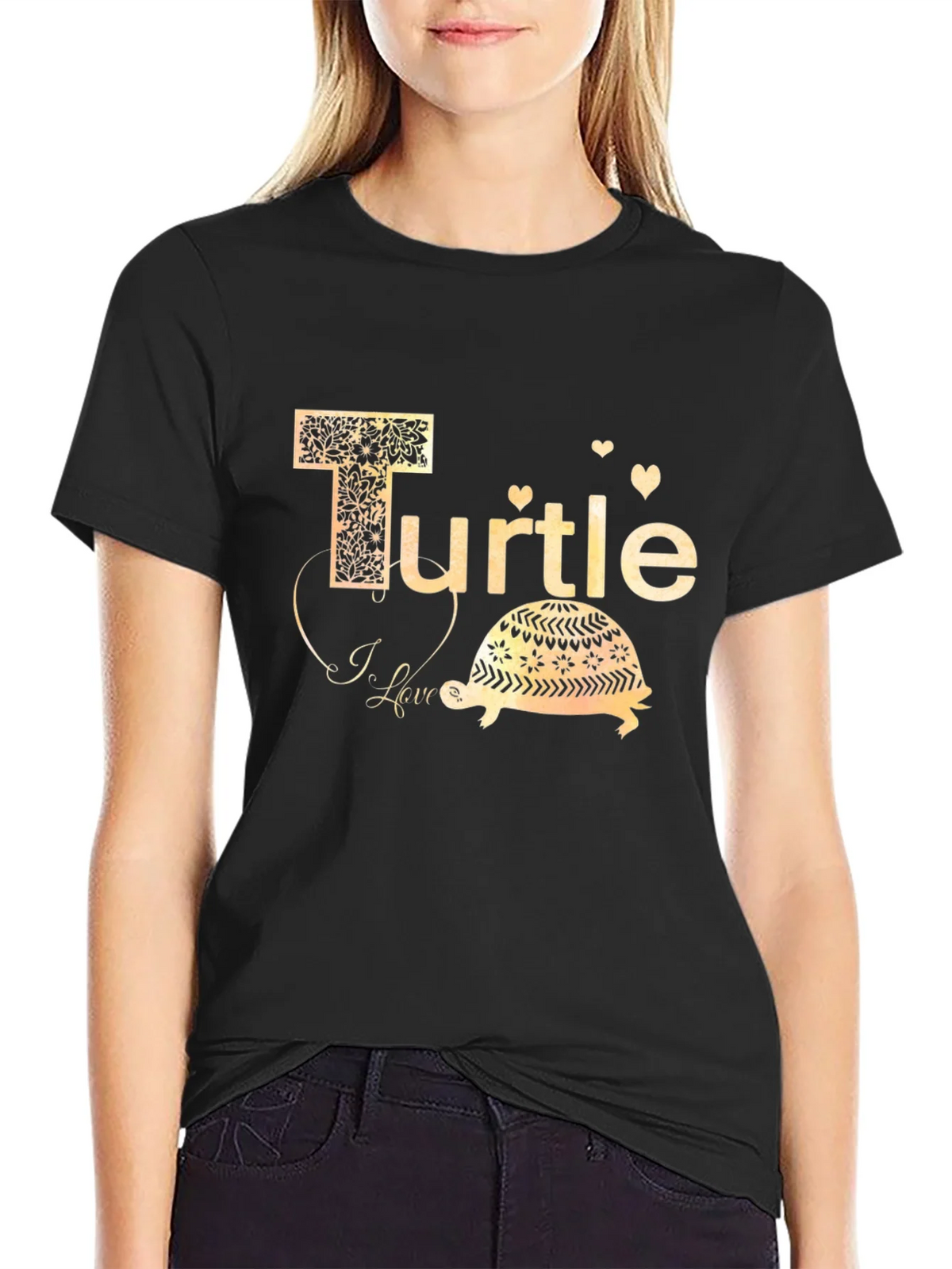 I Love Turtle Black T-Shirt product image 2