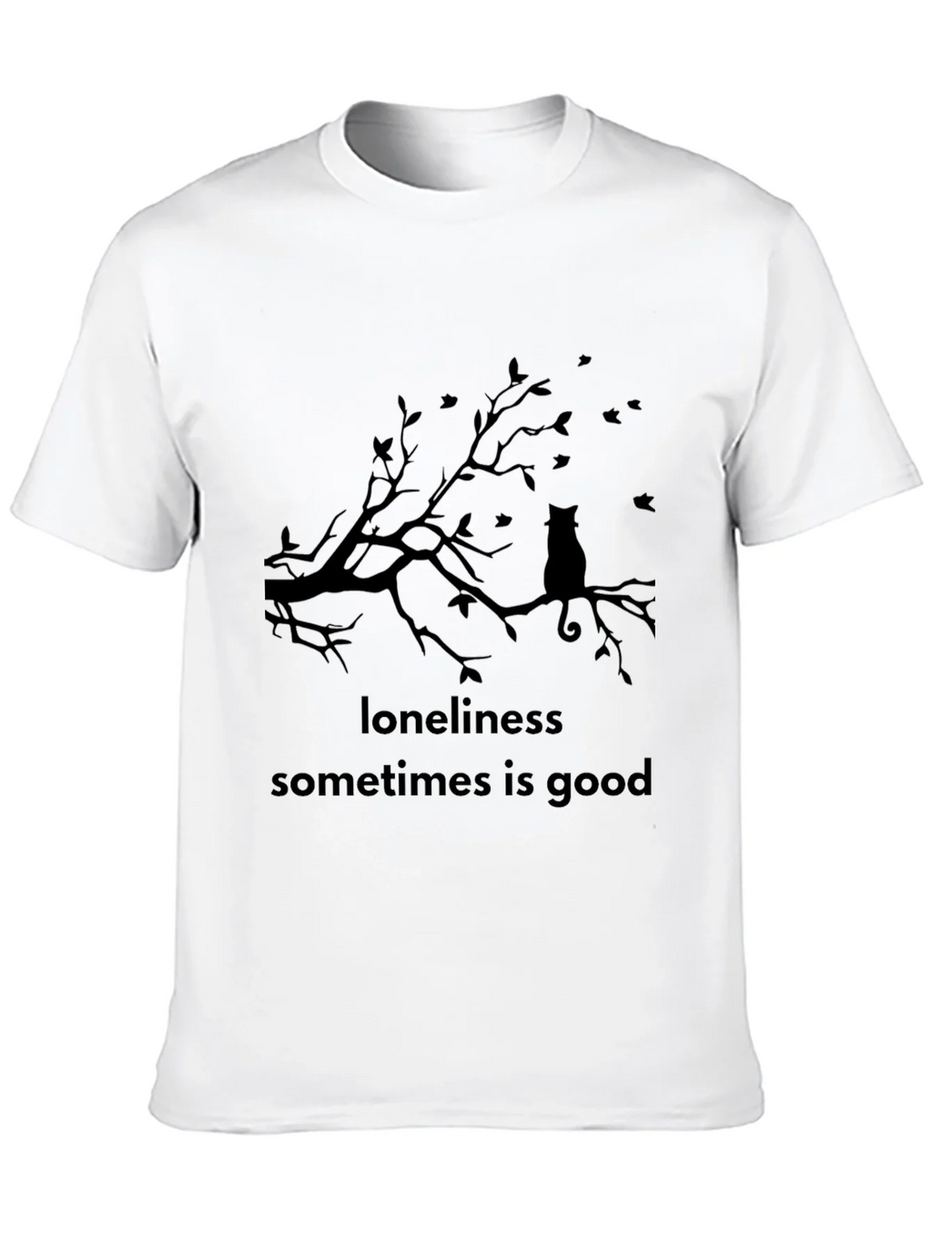 Loneliness is Good Cat Tee - Black Graphic T-Shirt product image 9