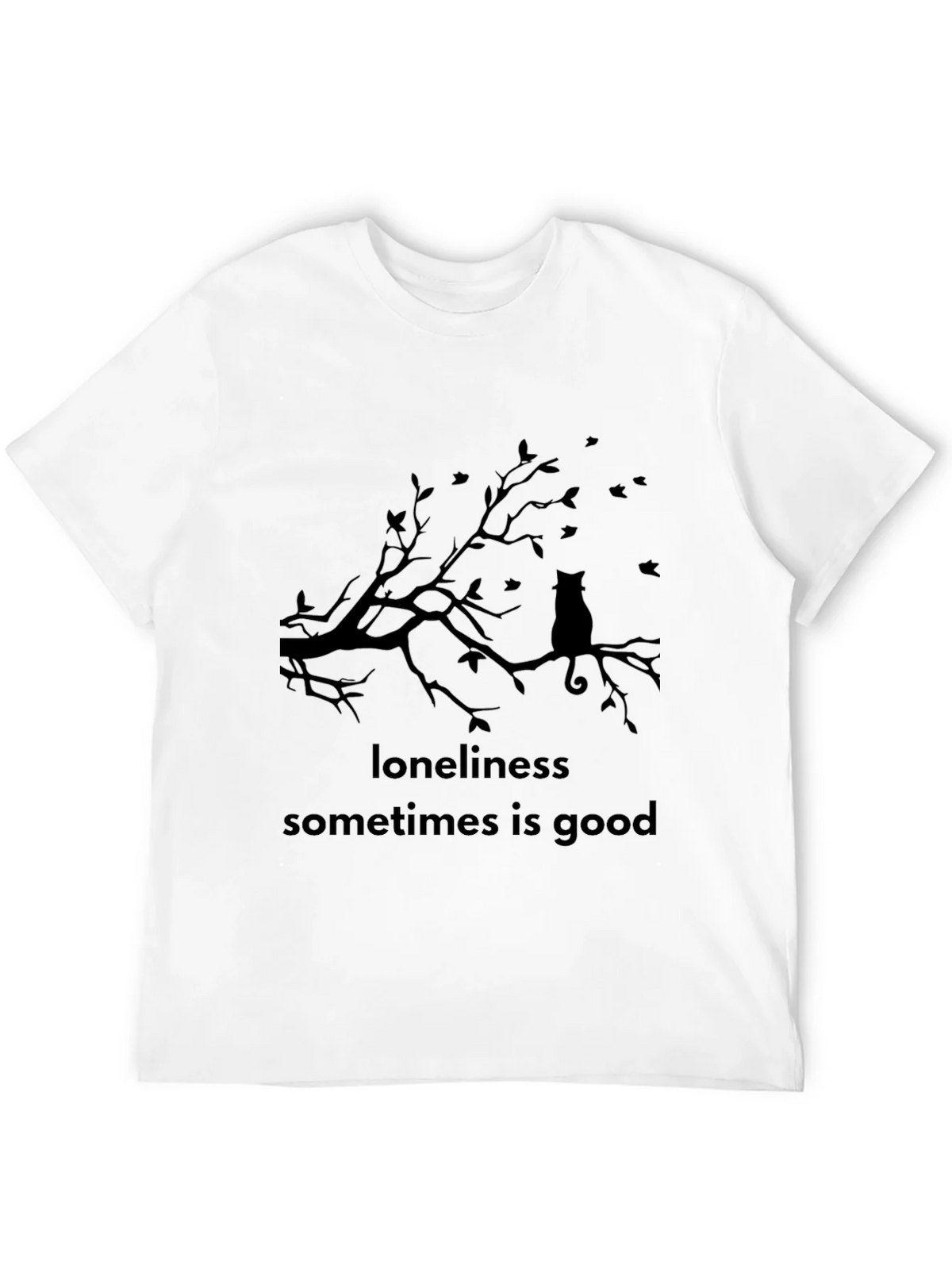 Loneliness is Good Cat Tee - Black Graphic T-Shirt product image 11
