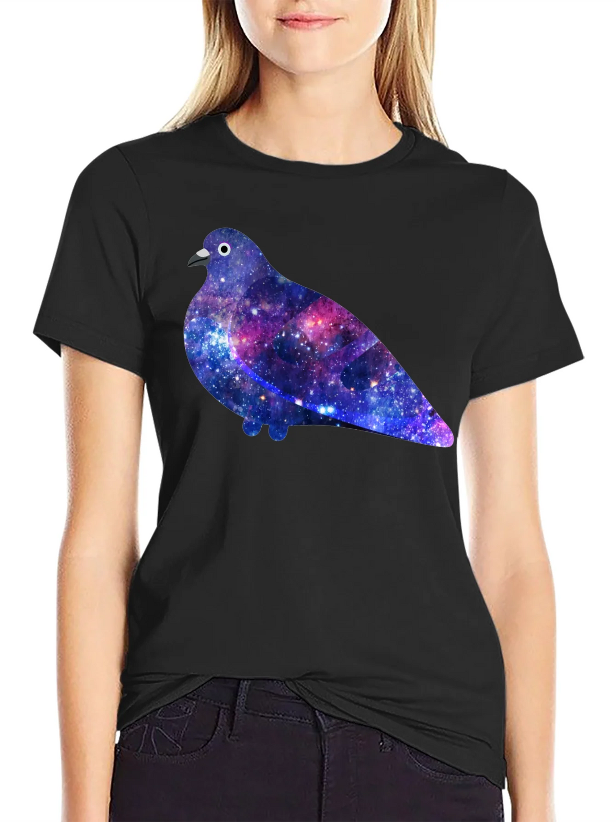 Galaxy Pigeon Graphic Tee - Unique Space Bird T-Shirt product image 2