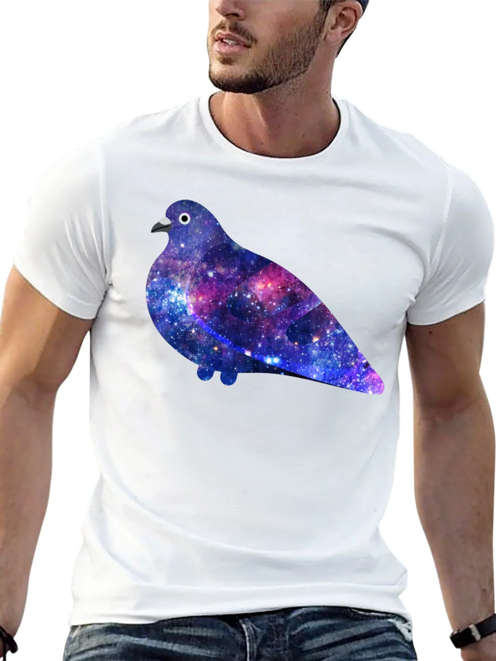 Galaxy Pigeon Graphic Tee - Unique Space Bird T-Shirt product image 12