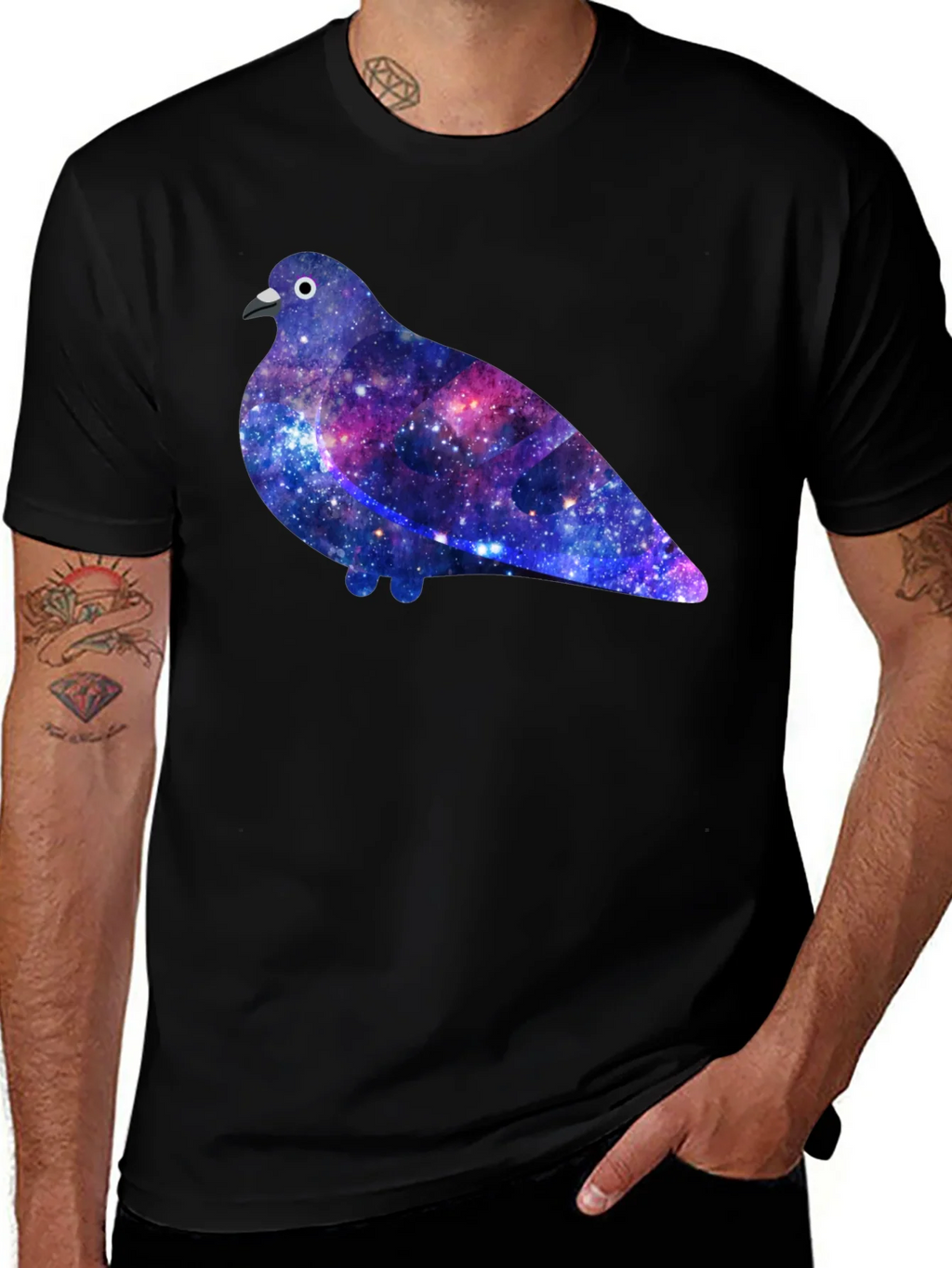 Galaxy Pigeon Graphic Tee - Unique Space Bird T-Shirt product image 1