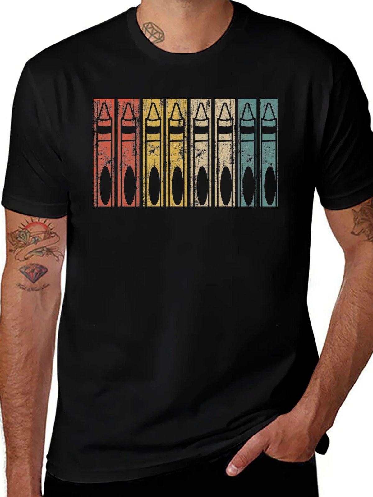 Retro Crayon T-Shirt - Vintage Style Graphic Tee product image 1
