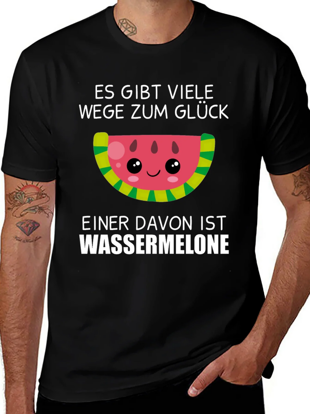Funny Watermelon Glück T-Shirt - German Saying product image 1