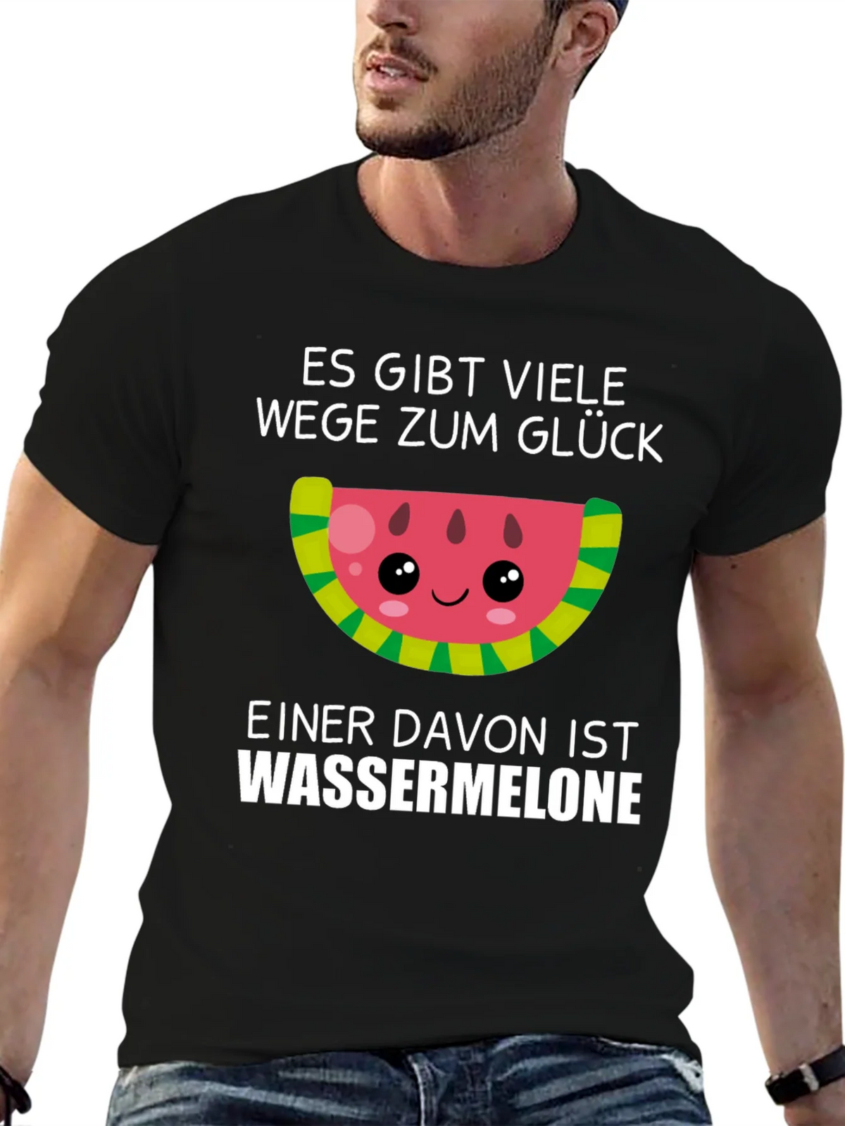 Funny Watermelon Glück T-Shirt - German Saying product image 6