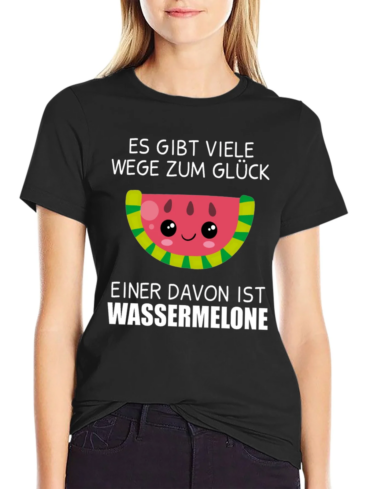 Funny Watermelon Glück T-Shirt - German Saying product image 2