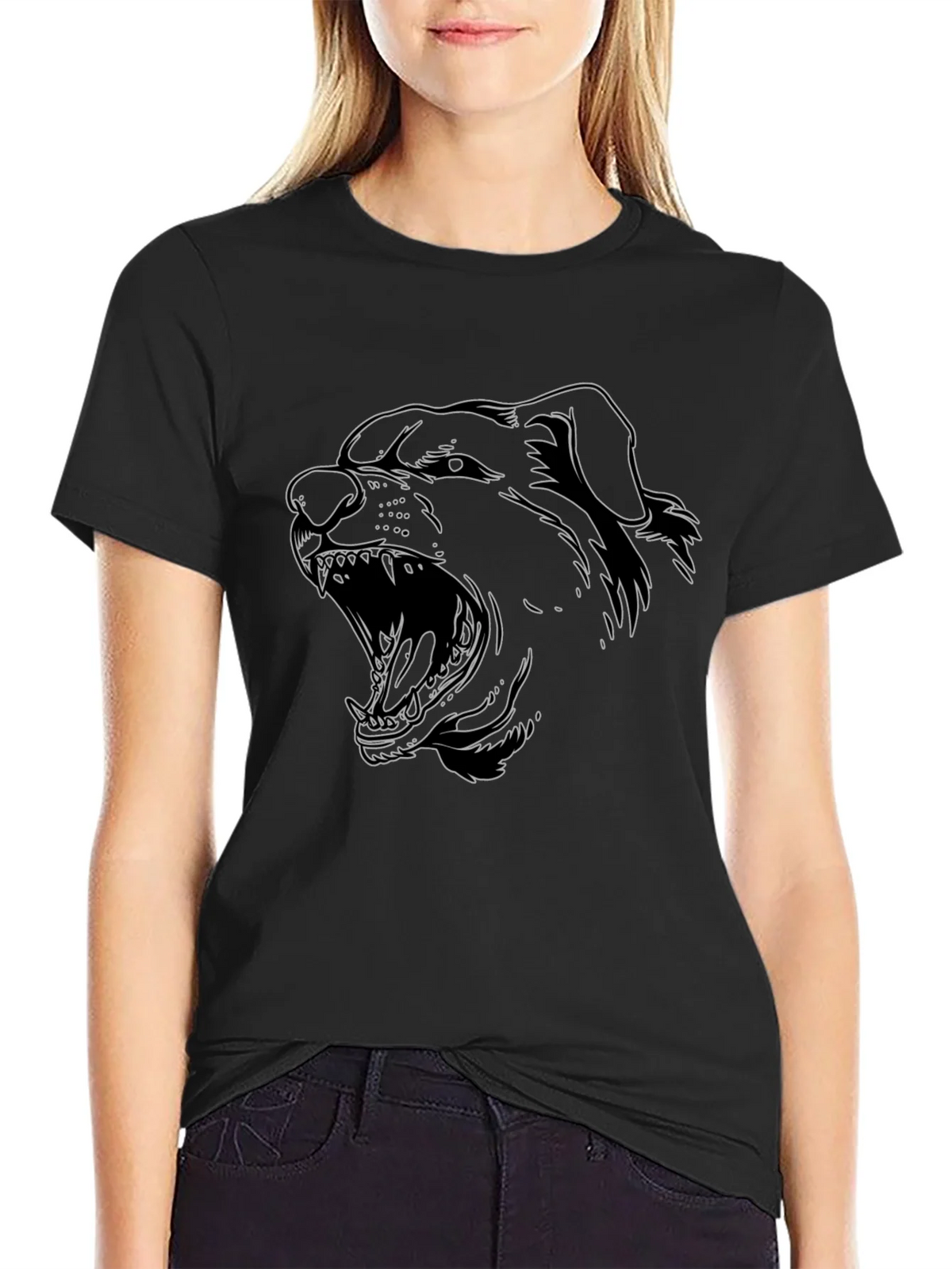Rottweiler Outline Graphic Tee - Black product image 2