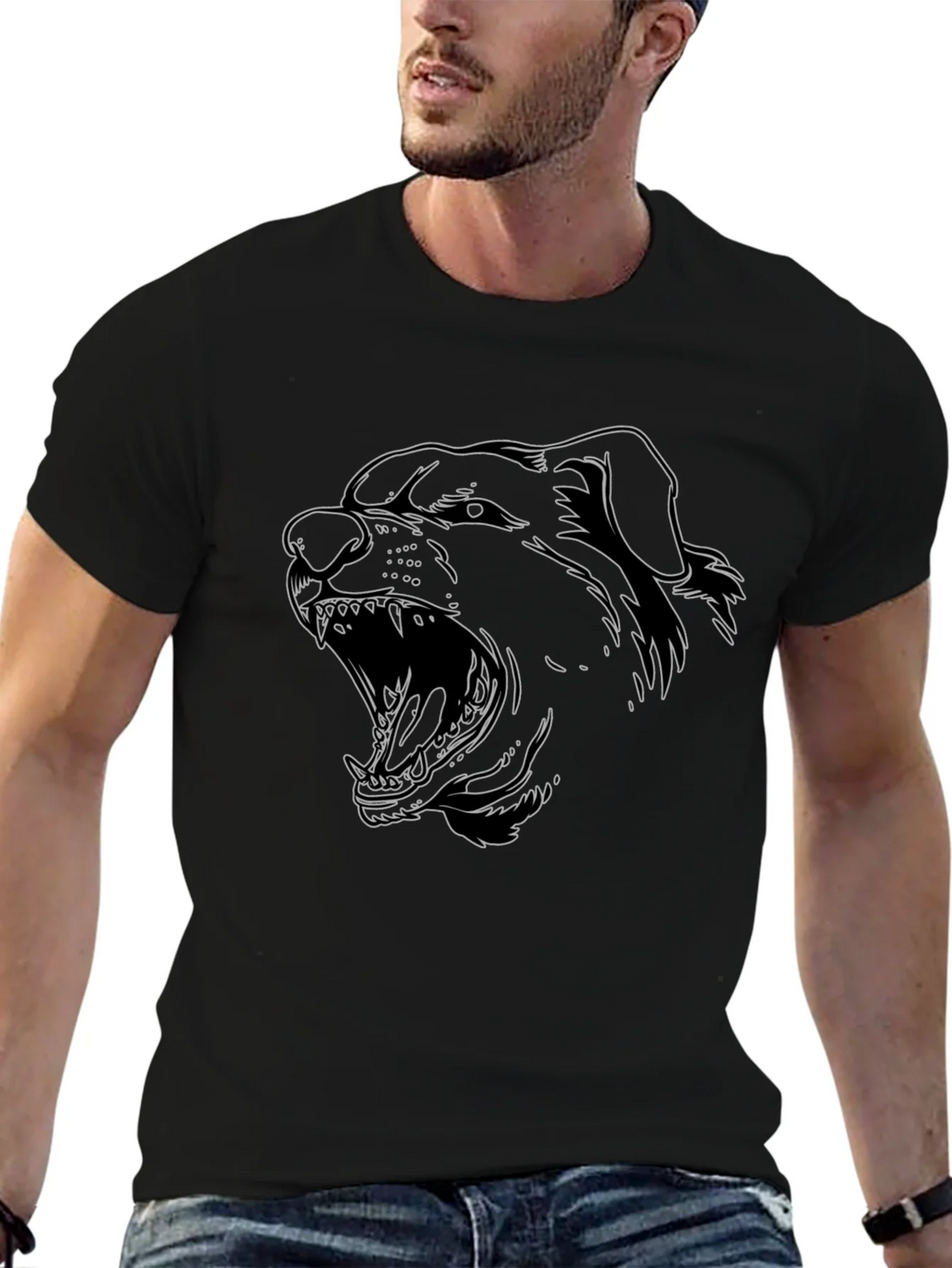 Rottweiler Outline Graphic Tee - Black product image 5