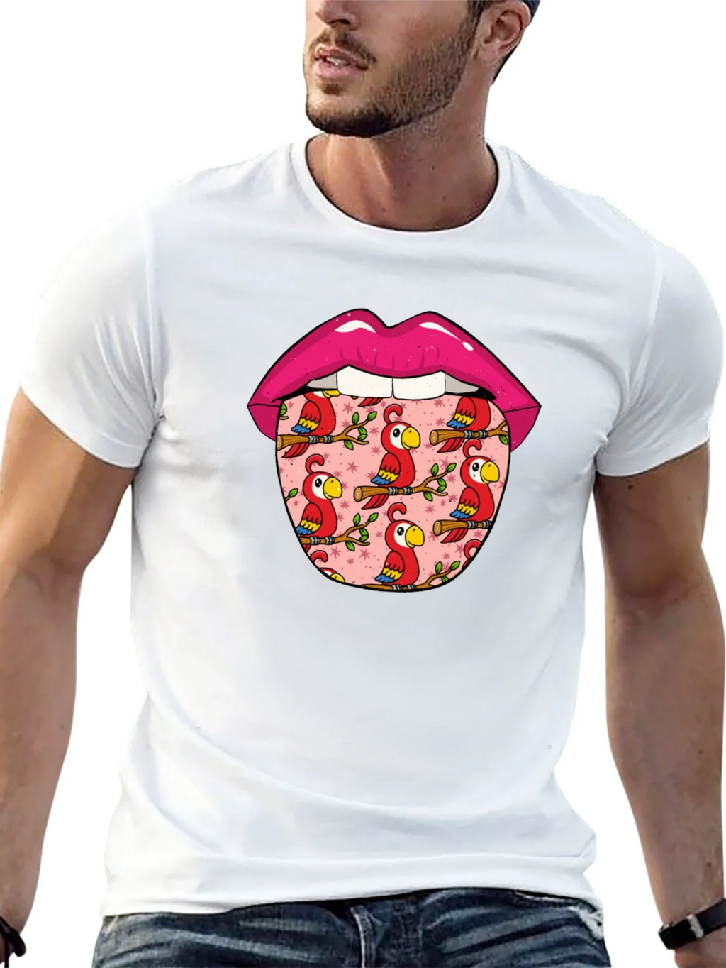 Lips with Parrots Graphic Tee - Unique Design product image 7