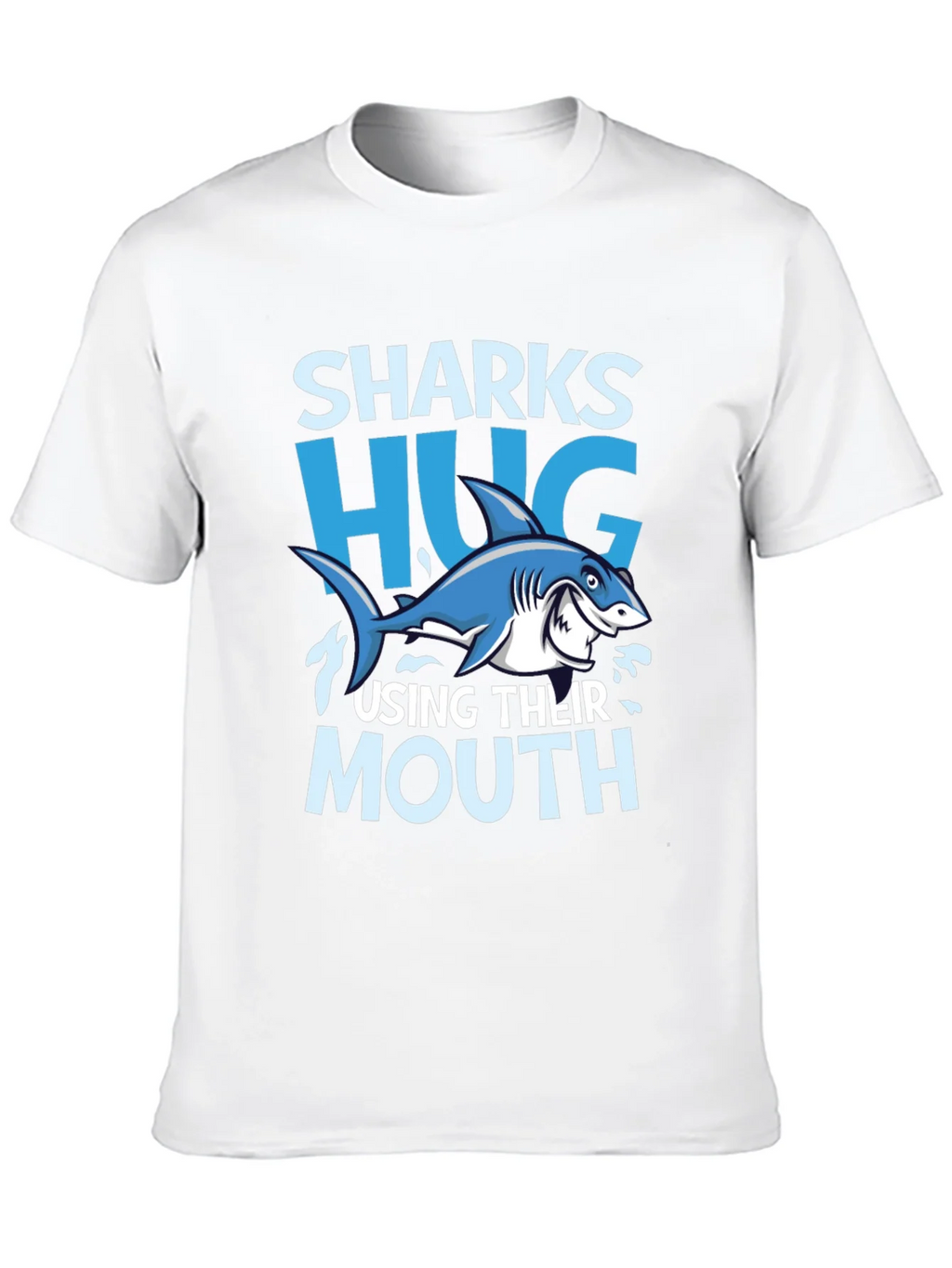 Funny Sharks Hug with Mouth Black T-Shirt product image 7