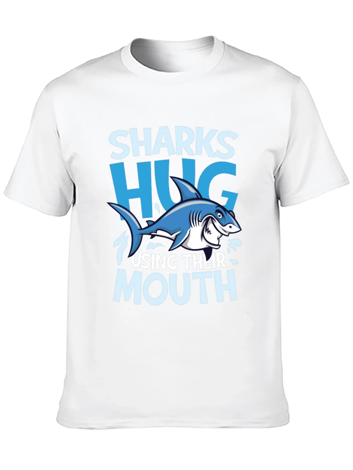 Funny Sharks Hug with Mouth Black T-Shirt product image 7