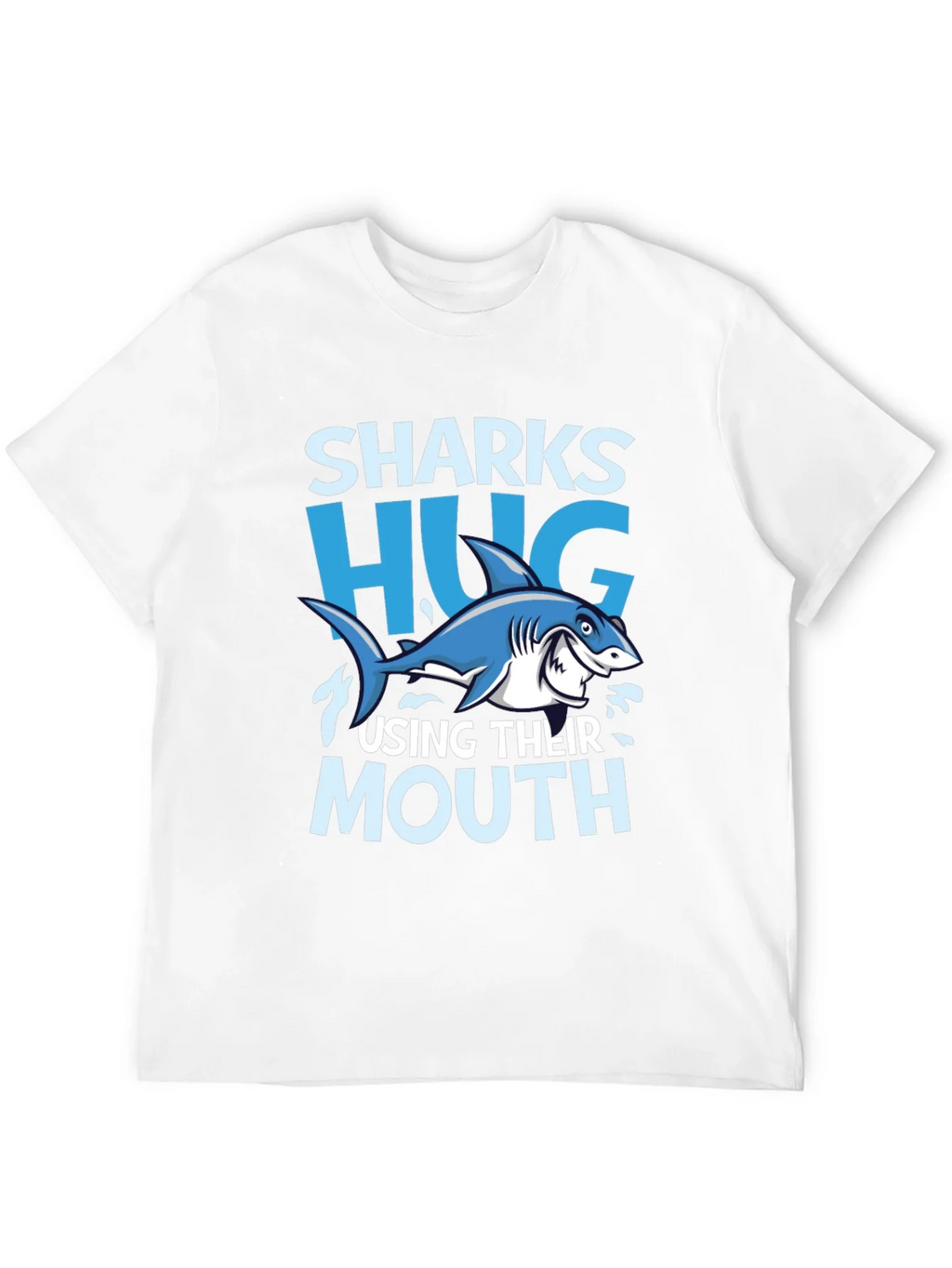Funny Sharks Hug with Mouth Black T-Shirt product image 9