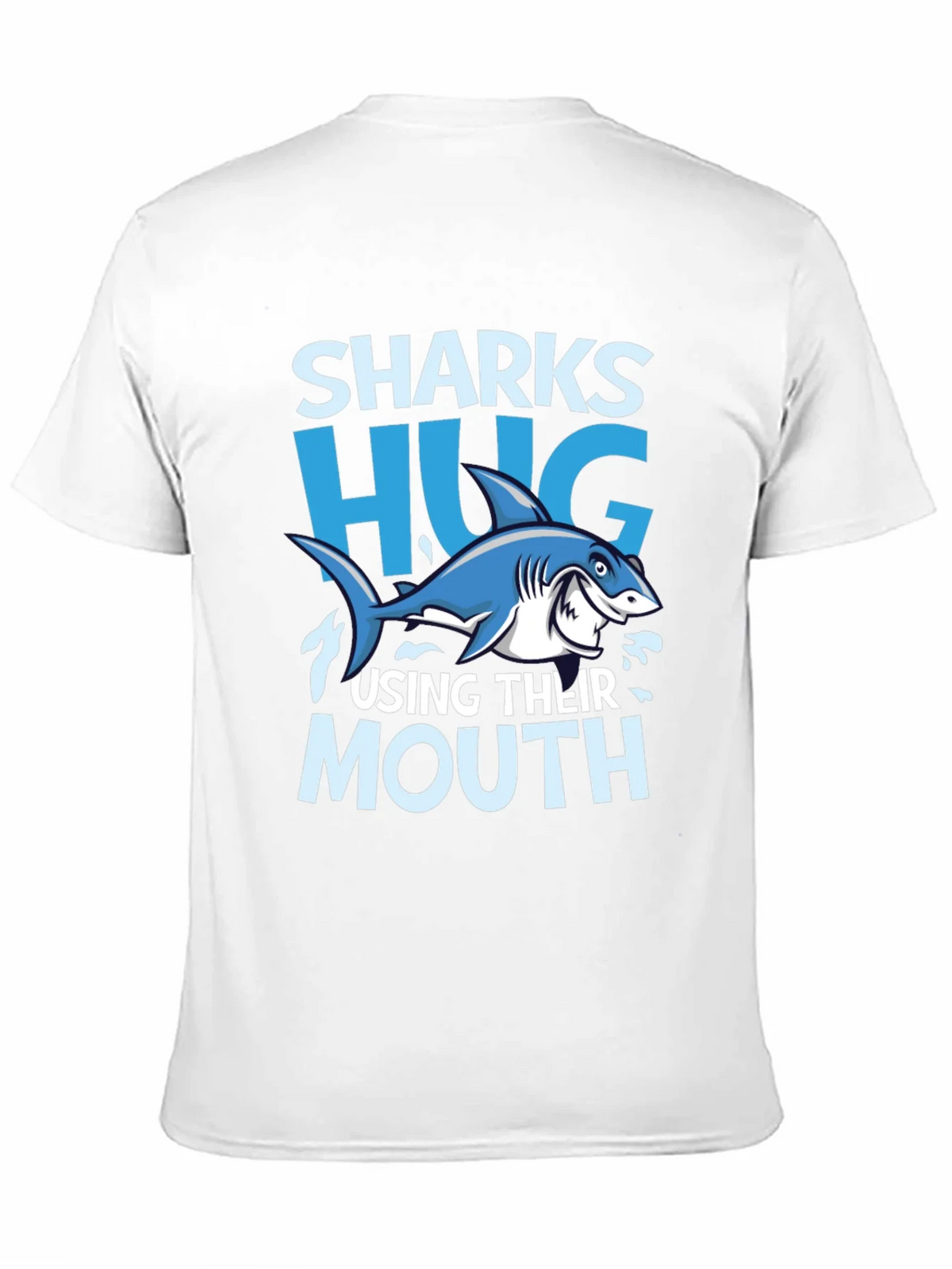Funny Sharks Hug with Mouth Black T-Shirt product image 8