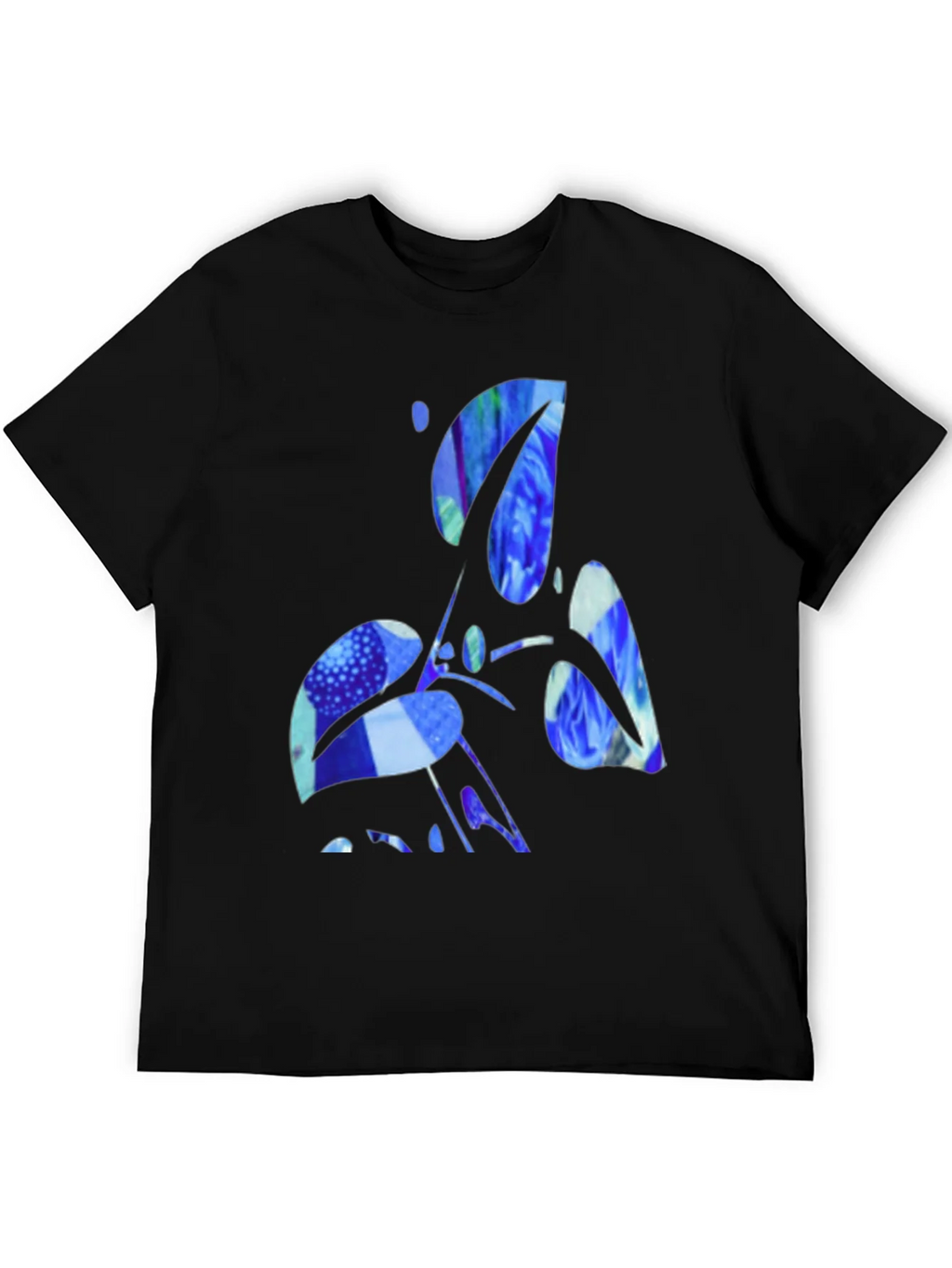 Abstract Blue Graphic Black T-Shirt product image 4