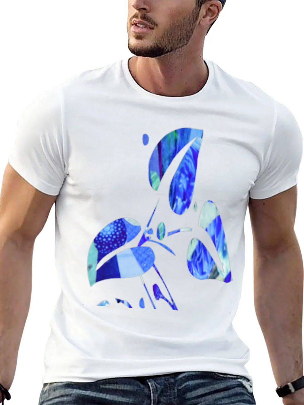 Abstract Blue Graphic Black T-Shirt product image 11