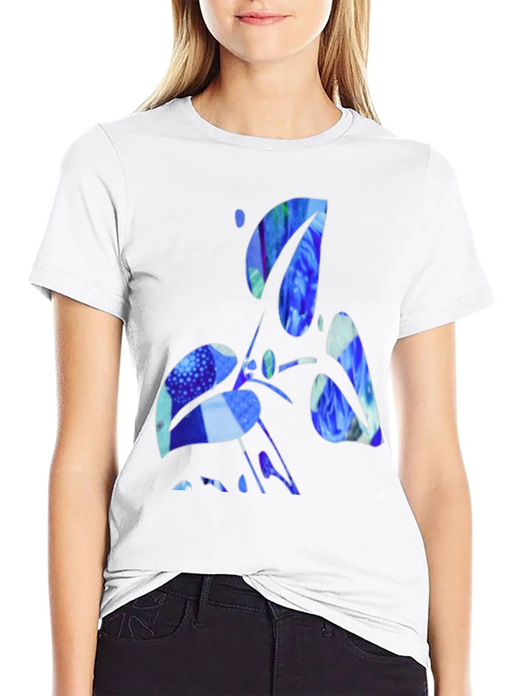 Abstract Blue Graphic Black T-Shirt product image 7