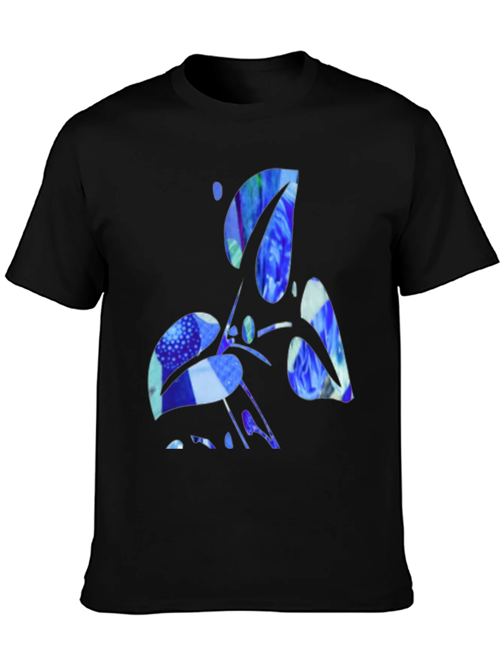 Abstract Blue Graphic Black T-Shirt product image 2