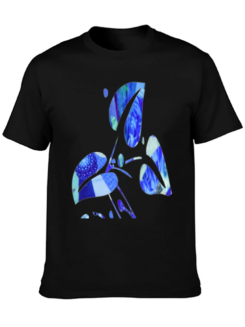 Abstract Blue Graphic Black T-Shirt product image 2