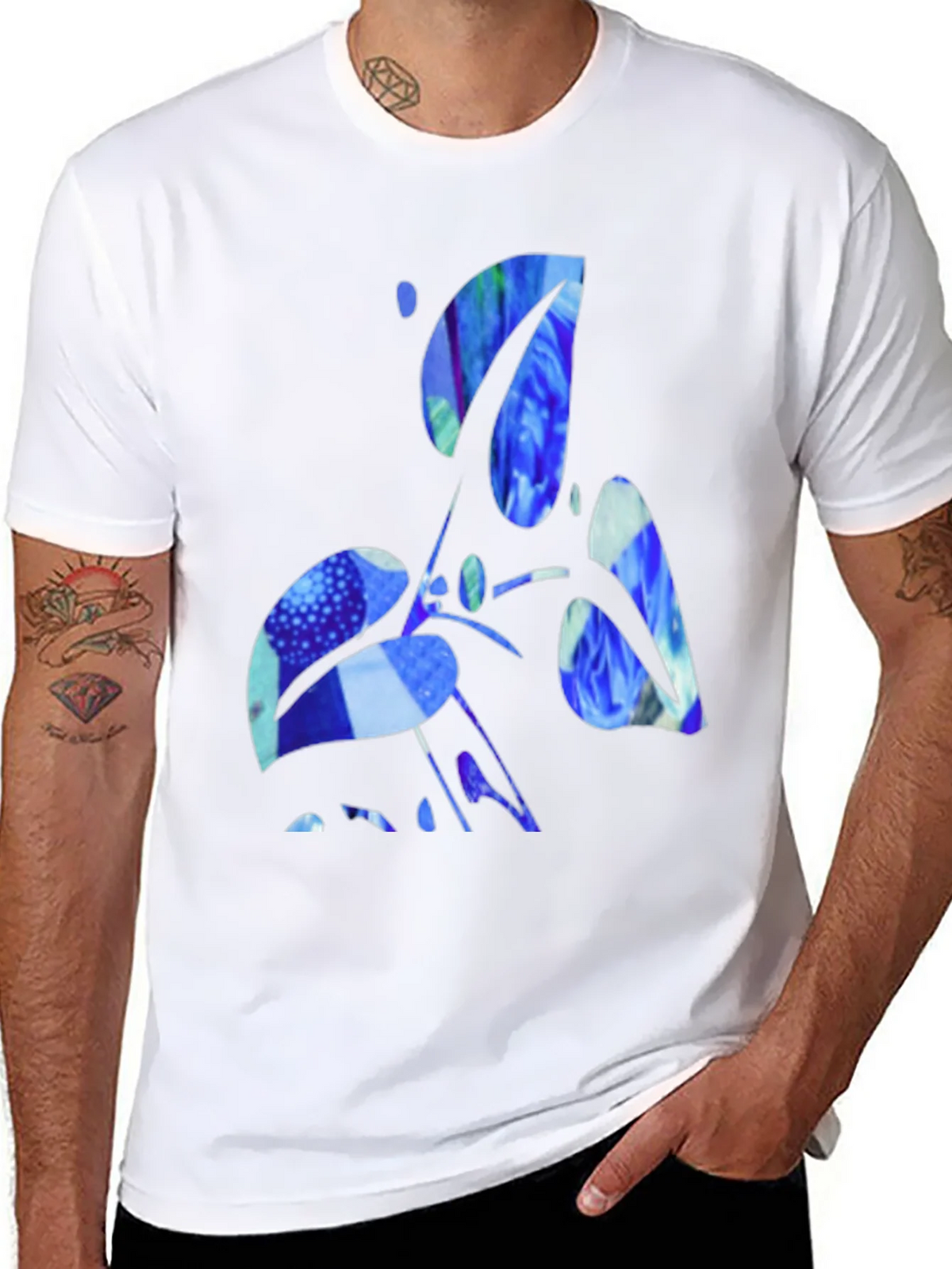 Abstract Blue Graphic Black T-Shirt product image 6