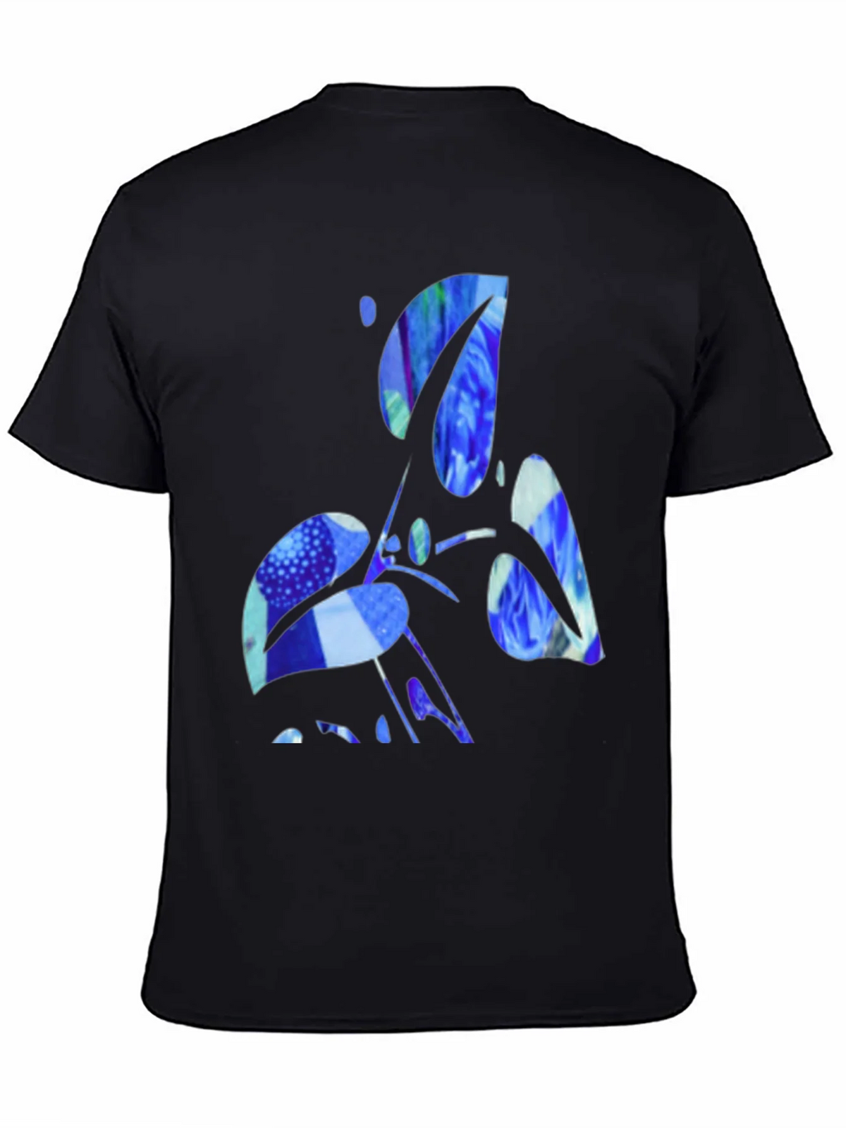 Abstract Blue Graphic Black T-Shirt product image 3