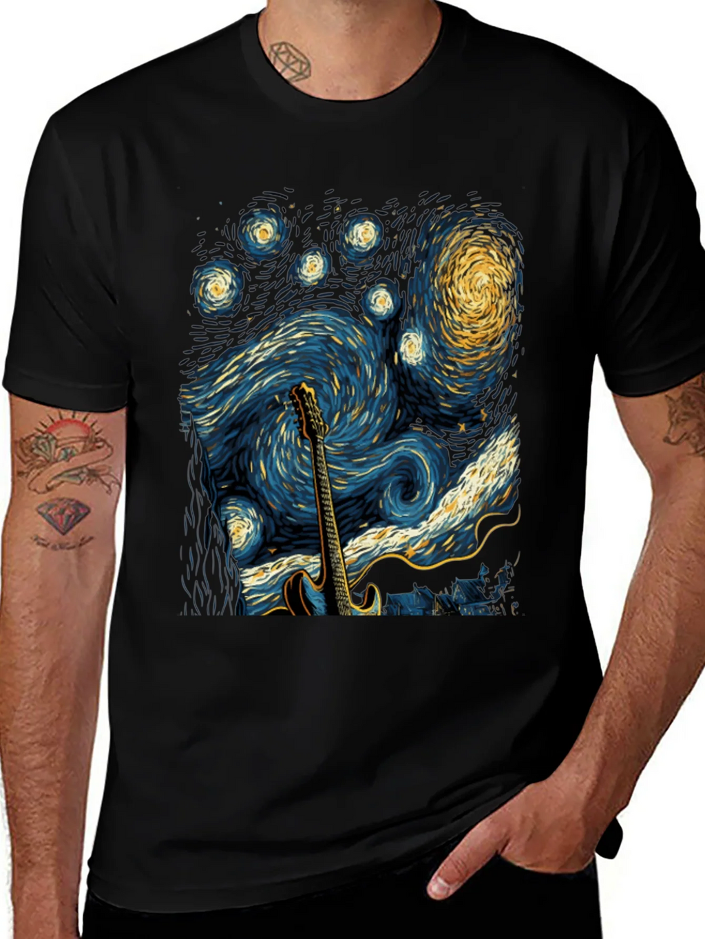 Starry Night Guitar T-Shirt product image 1