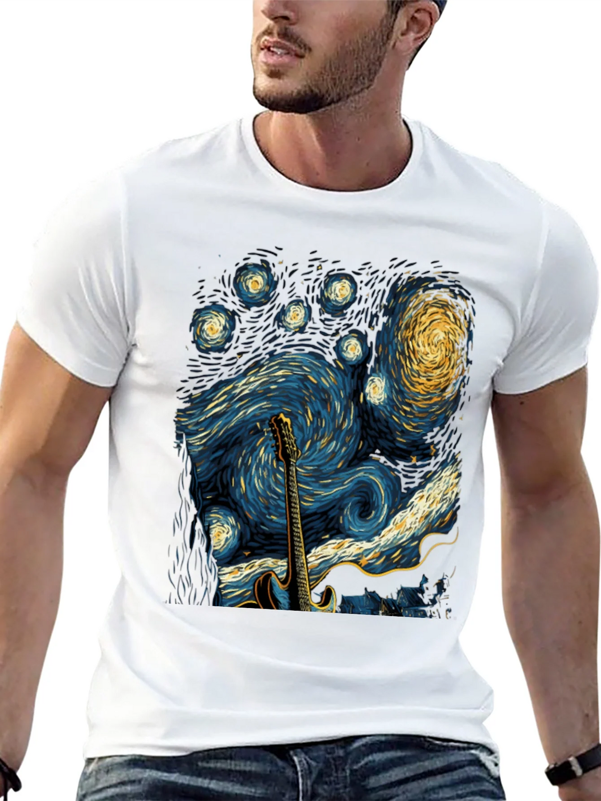 Starry Night Guitar T-Shirt product image 12