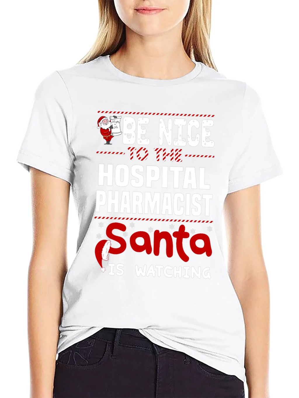 Be Nice to the Hospital Pharmacist Santa T-Shirt product image 4