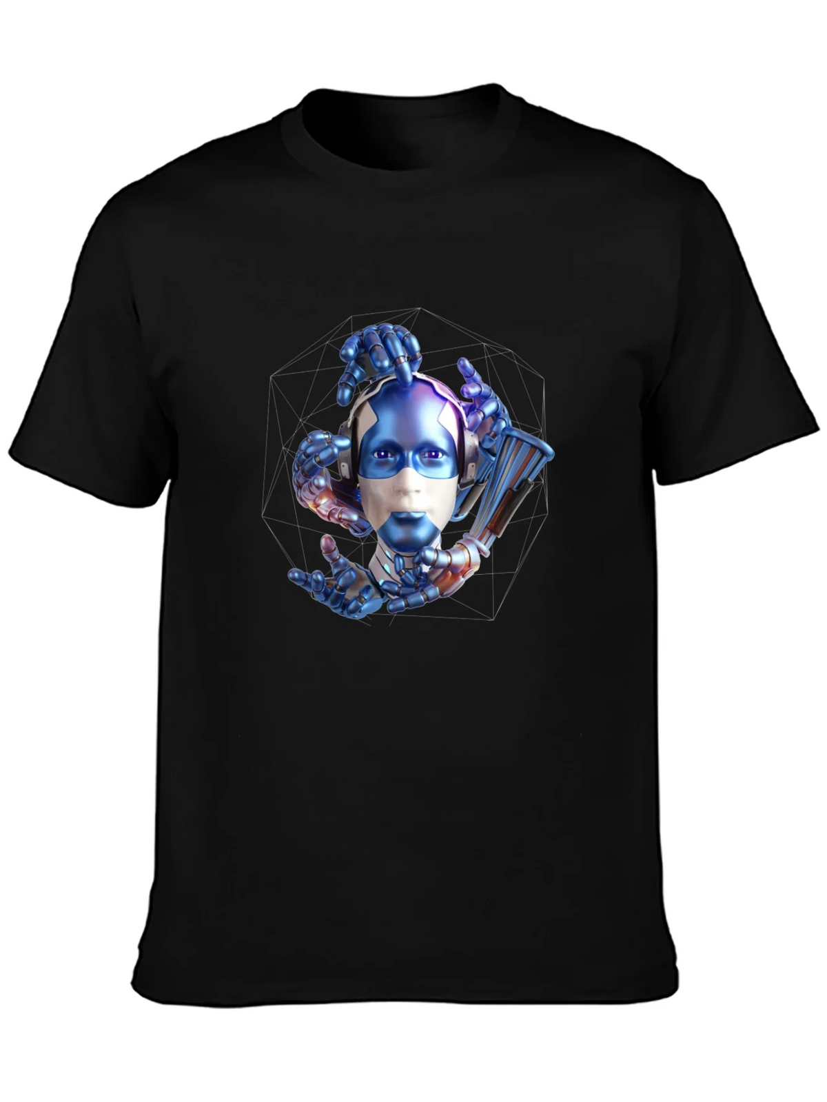Cyberpunk Robot Head Graphic T-Shirt product image 3