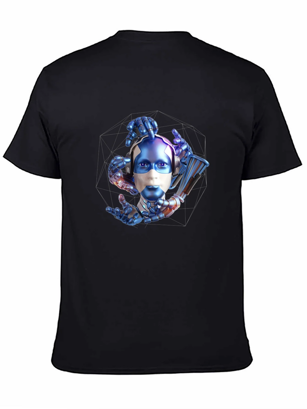 Cyberpunk Robot Head Graphic T-Shirt product image 4