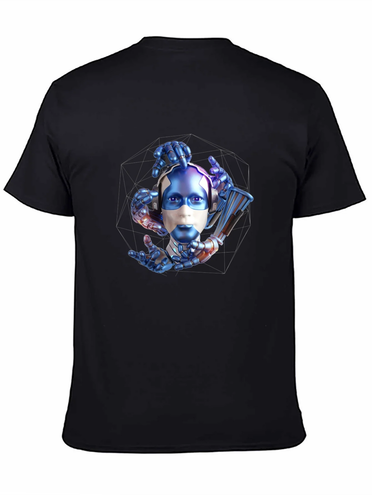 Cyberpunk Robot Head Graphic T-Shirt product image 4