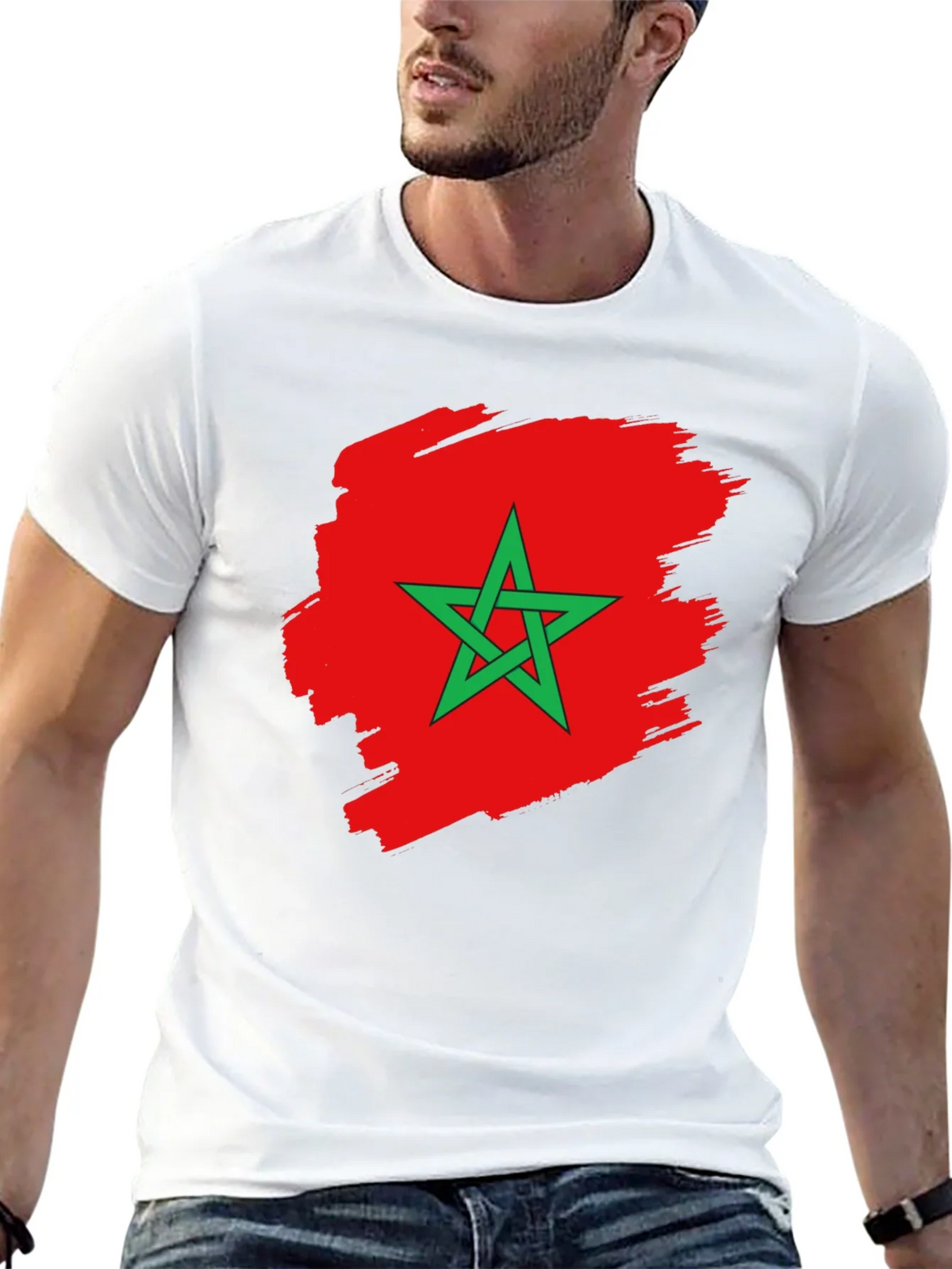 Morocco Flag T-Shirt - Black Cotton Tee product image 12