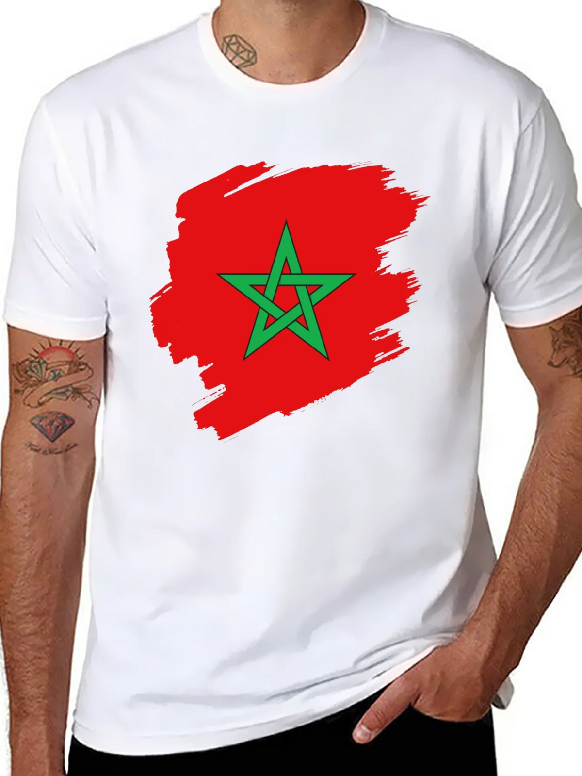 Morocco Flag T-Shirt - Black Cotton Tee product image 7