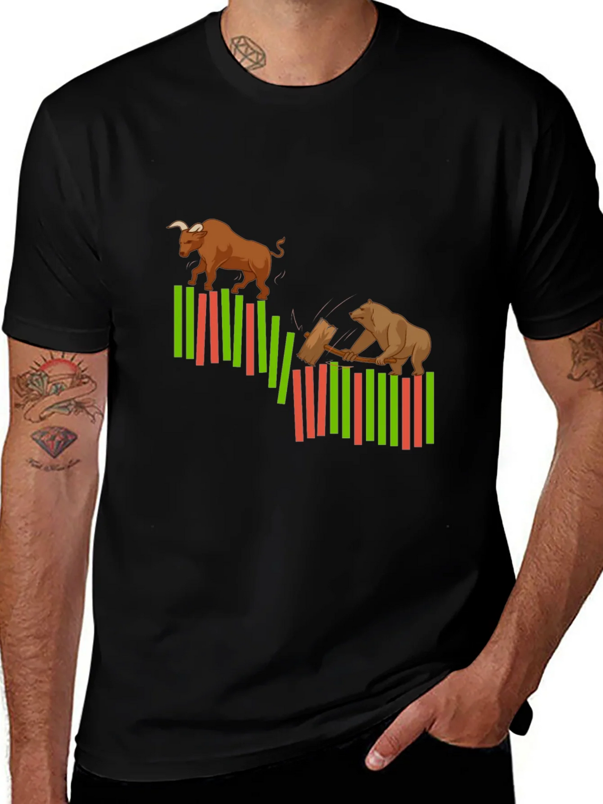 Bull and Bear Market Graphic T-Shirt product image 1