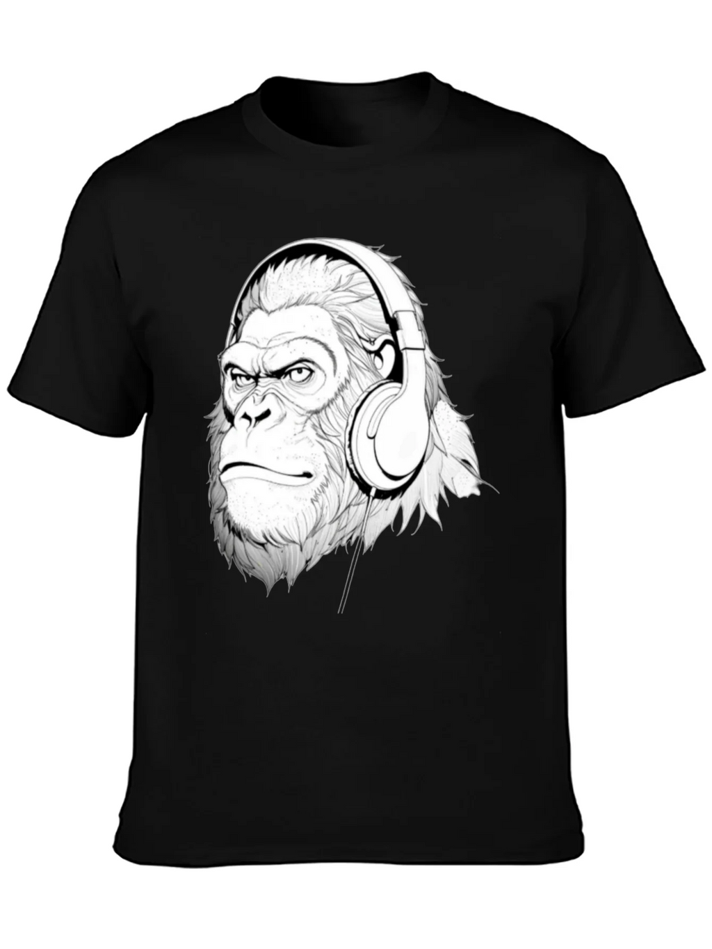 Cool Gorilla Headphones Graphic T-Shirt product image 3