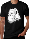 Cool Gorilla Headphones Graphic T-Shirt product image 1