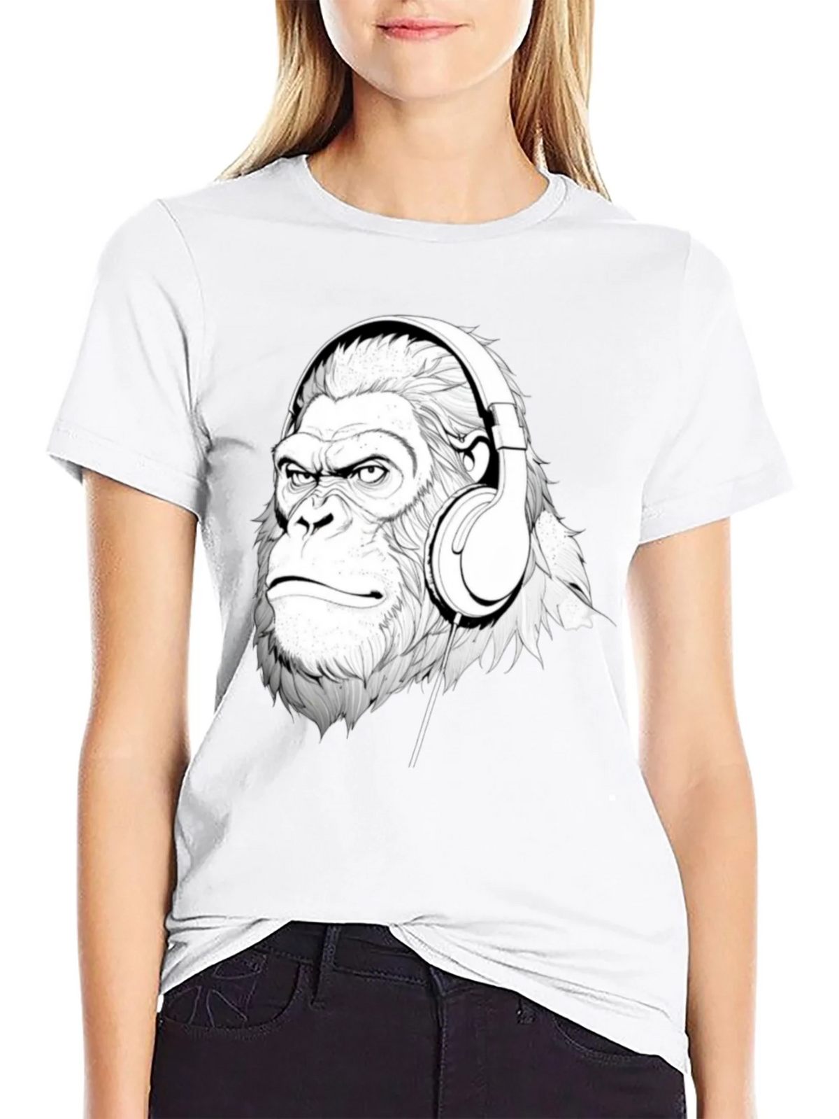 Cool Gorilla Headphones Graphic T-Shirt product image 8
