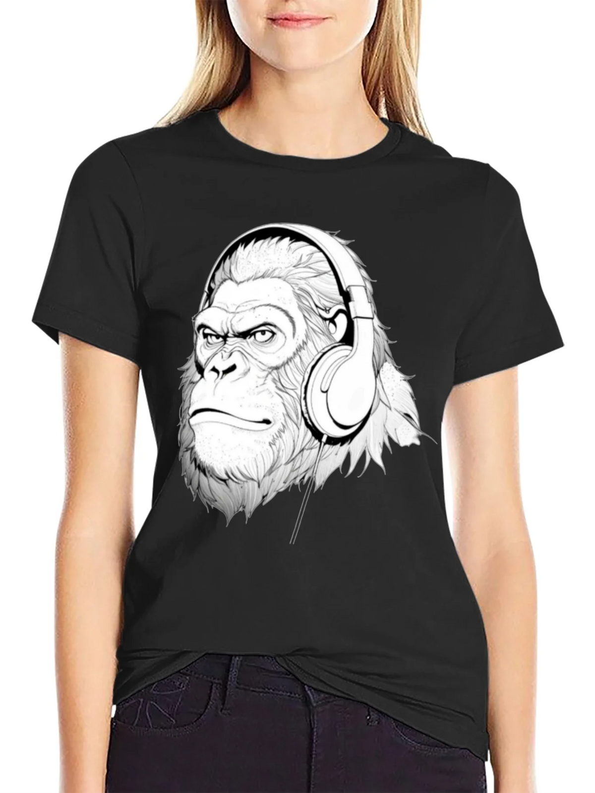 Cool Gorilla Headphones Graphic T-Shirt product image 2