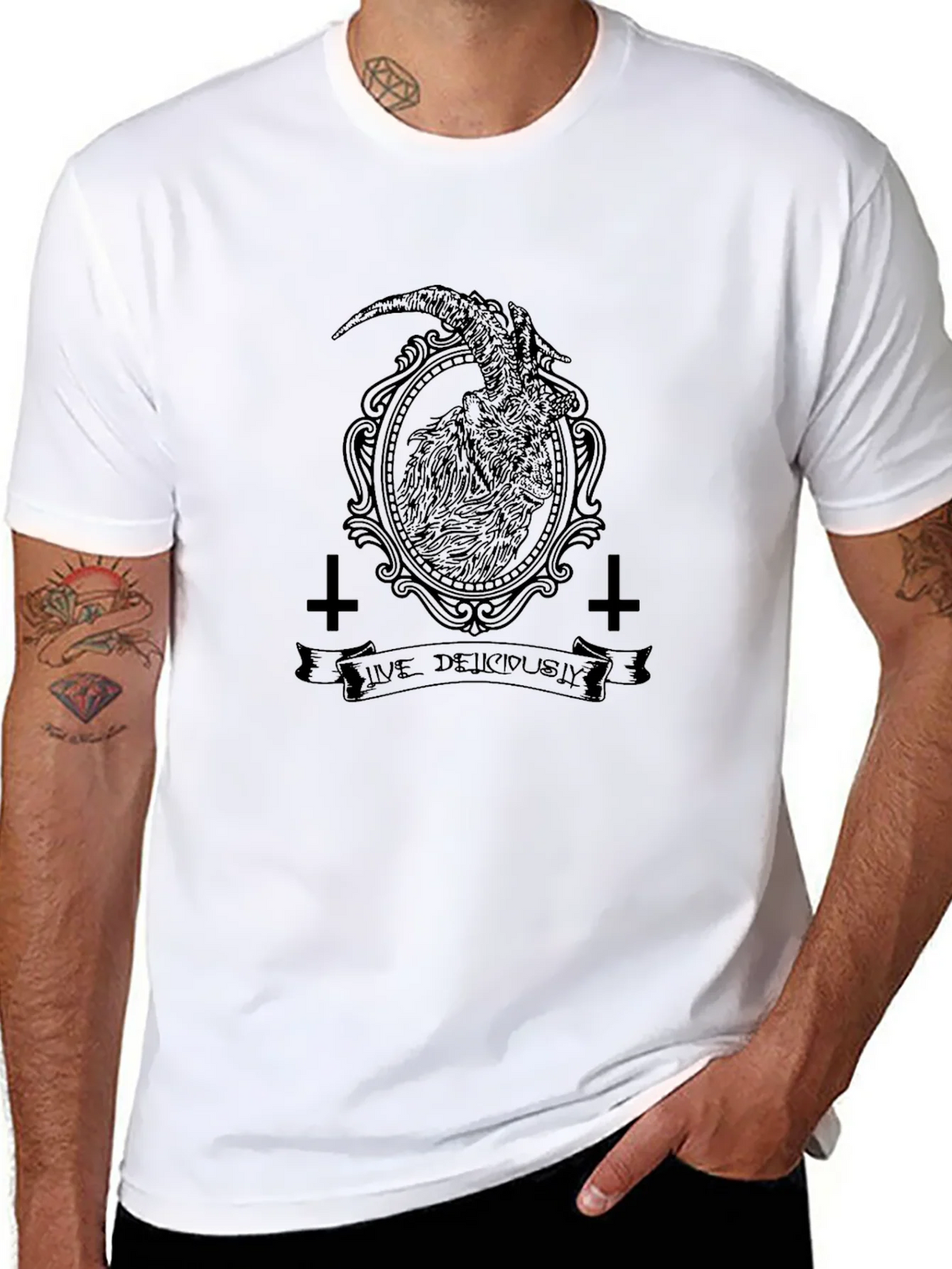 Live Deliciously Baphomet Black T-Shirt product image 5
