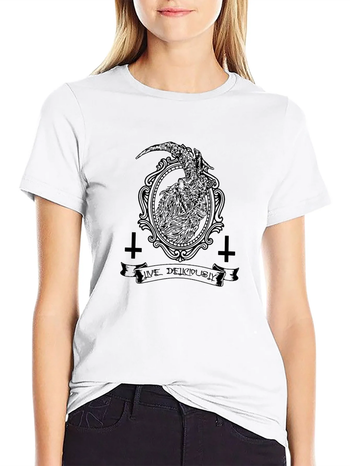 Live Deliciously Baphomet Black T-Shirt product image 6
