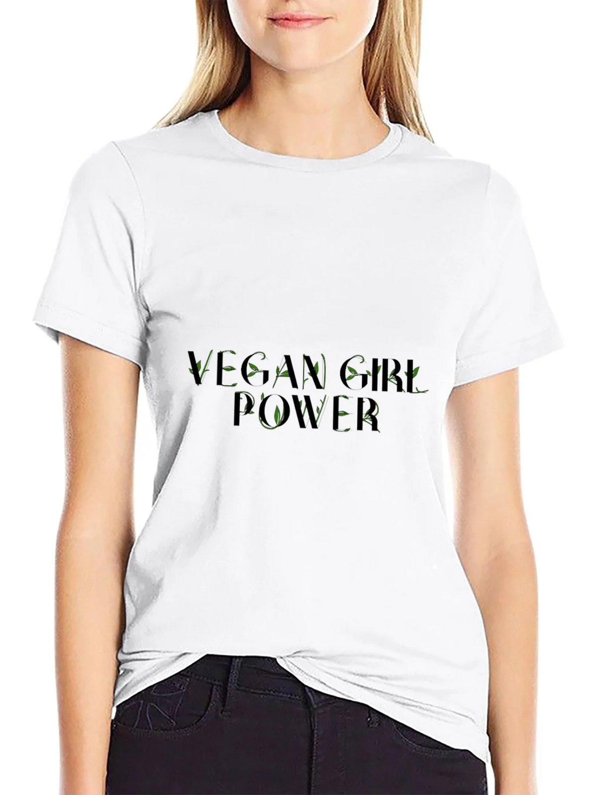 Vegan Girl Power Tee - Black Cotton Graphic T-Shirt product image 8
