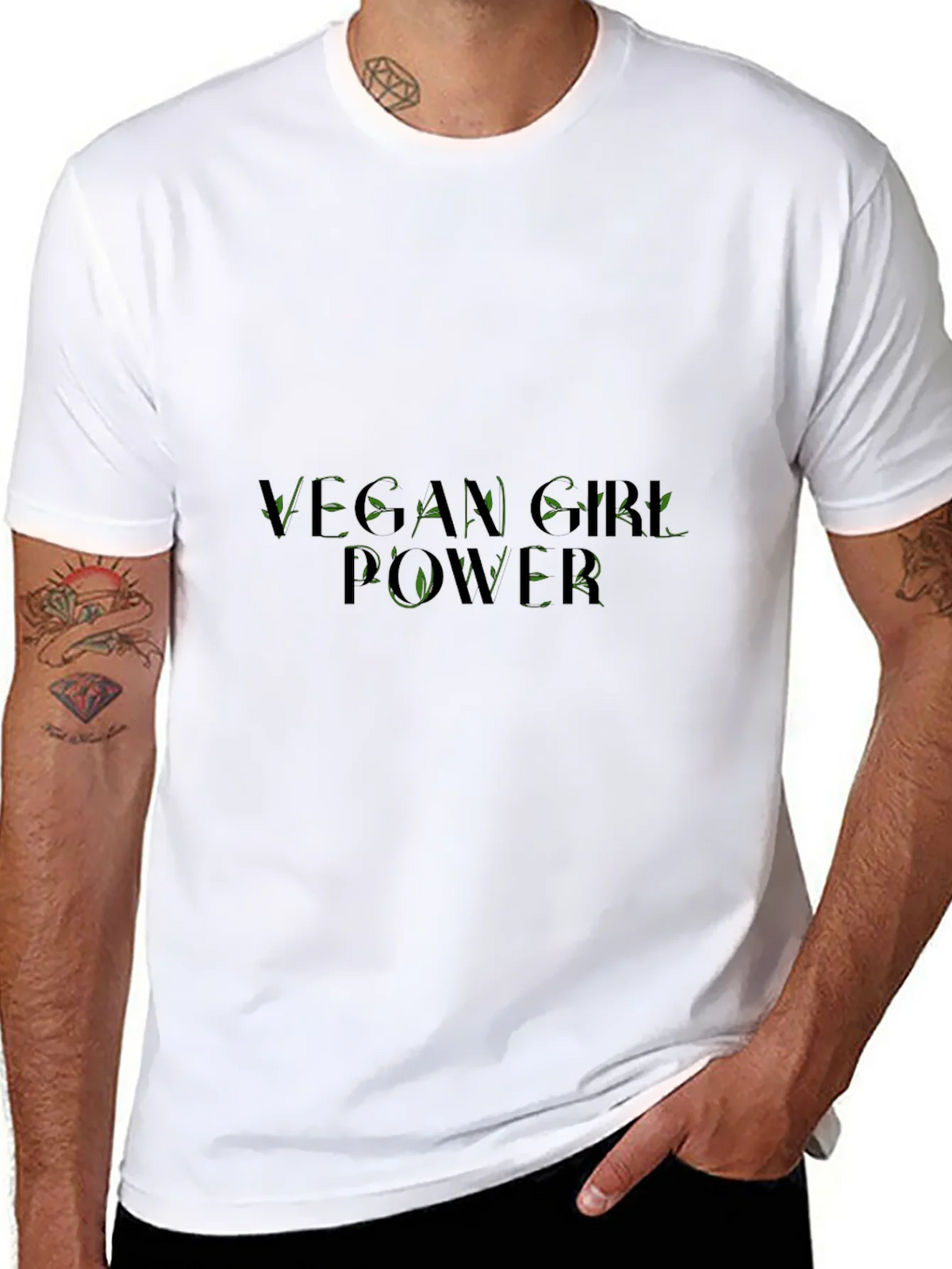 Vegan Girl Power Tee - Black Cotton Graphic T-Shirt product image 7