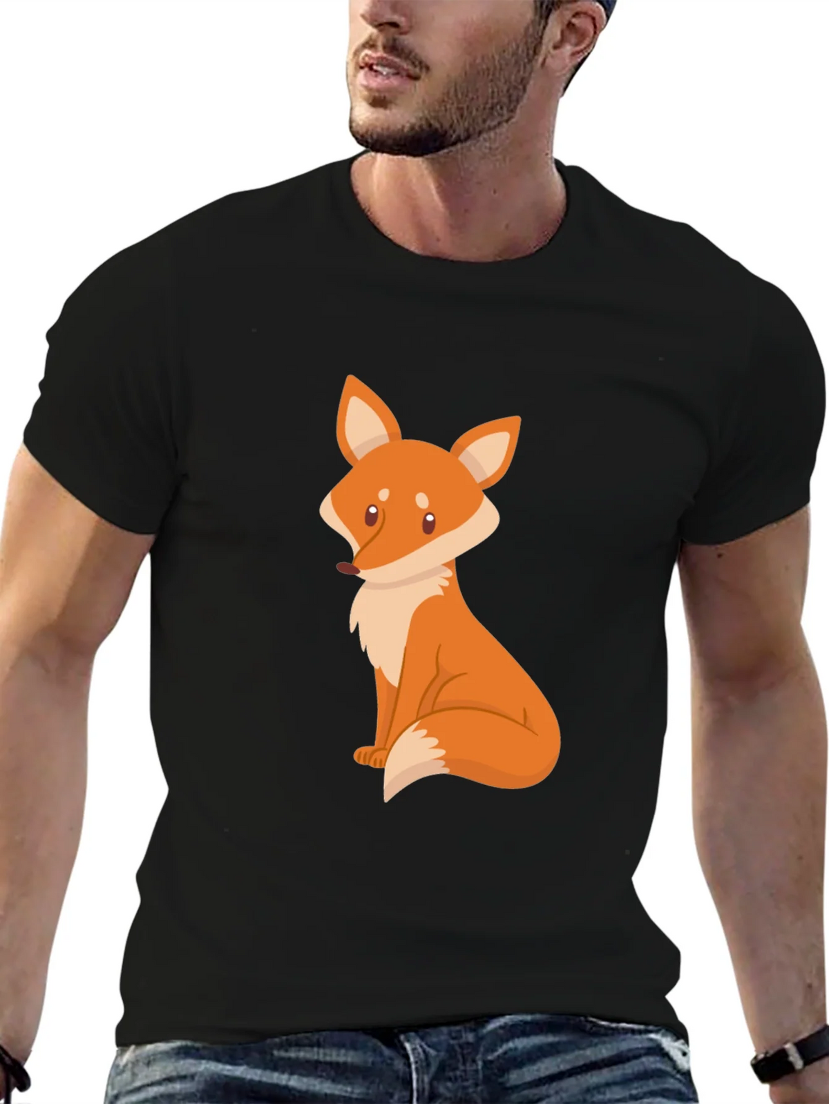 Fox Graphic Black T-Shirt - Cute Animal Design product image 3