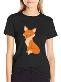 Fox Graphic Black T-Shirt - Cute Animal Design product image 1